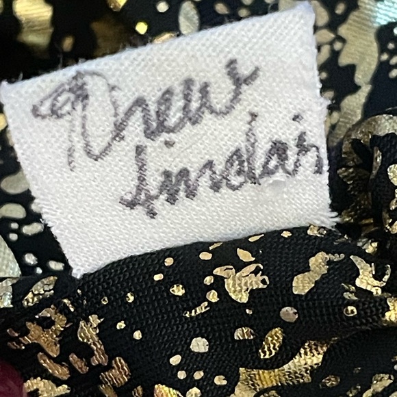 Black and Metallic Gold Print Infinity Circle Scarf Handmade by Local Artisan - Picture 9 of 10